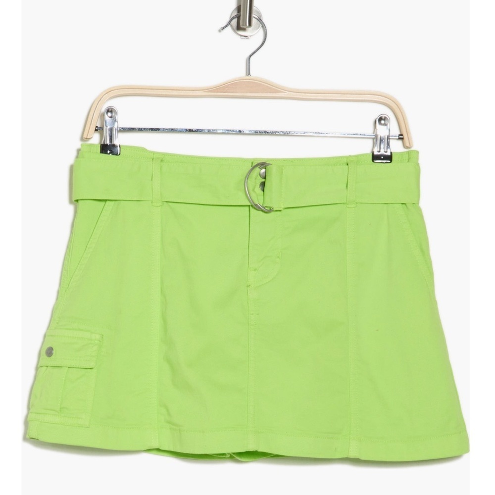 SANCTUARY LIME GREEN BELTED MINI CARGO SKIRT